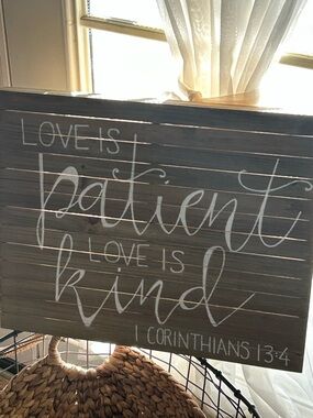 Rustic Brown "Love is Patient, Love is Kind" Wall Sign